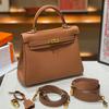 New Trendy High-end Wide Shoulder Strap Bag Women's Top Layer Cowhide Single Shoulder Crossbody Handbag Niche Bag