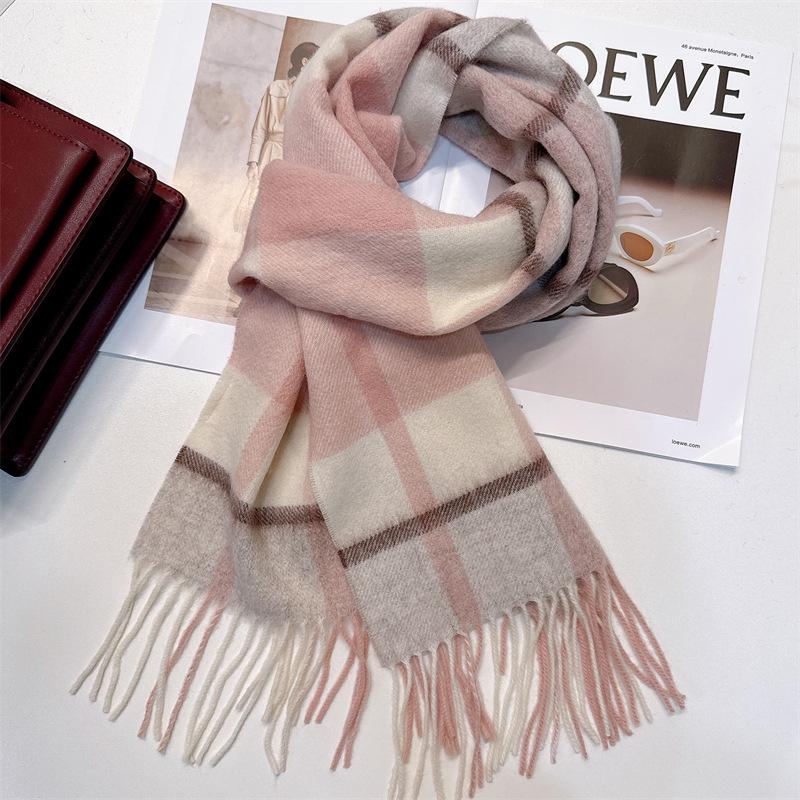 100% Wool Plaid Scarf for Women and Men - Warm, Stylish Gift for Winter