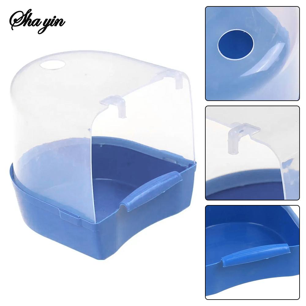 Plastic Bird Water Bath Box Bathtub Parrot For Parakeet Hanging Bowl