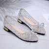 Fashion 2025 Summer Women's Transparent Shoes Female Breathable Mesh Sandals Woman Party Sequins Low Heels Women Silver Big Size Sandals