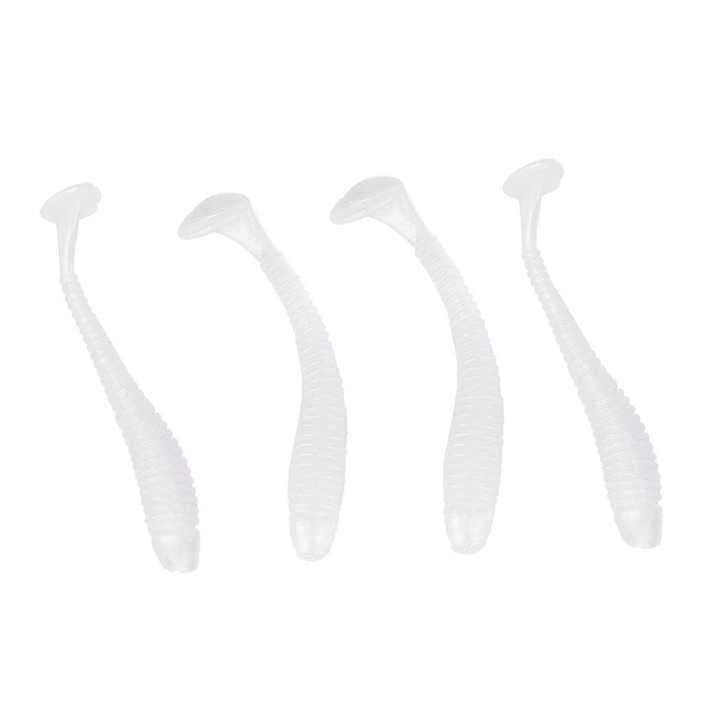 50 шт. 5 см мягкие пластиковые рыболовные приманки с Т-образным хвостом, червячные приманки, рыболовные снасти, аксессуары жемчужно-белого цвета