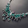 Элегантное зеленое ожерелье со стразами, комплект серег в форме павлина, свадебное ожерелье, висячие серьги, комплект, подарок