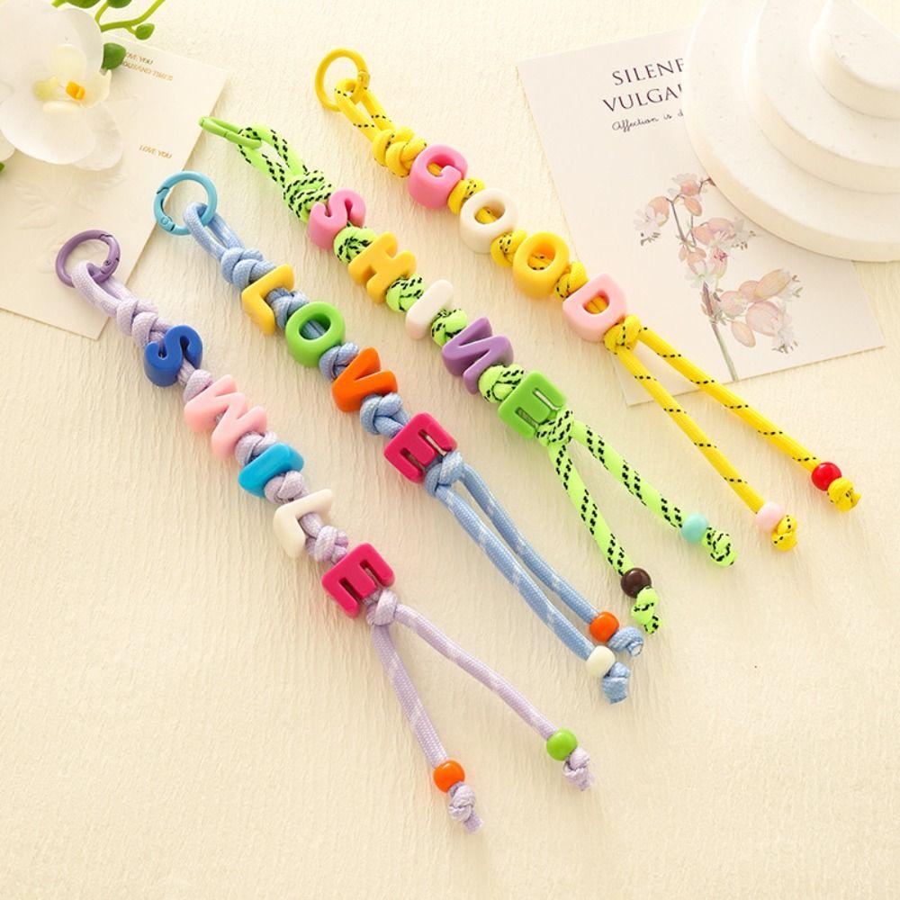 Anti-Lost Mobile Phone Lanyard Colorful Beaded Tassel Pendant Cute Acrylic Beads Keychain Gift