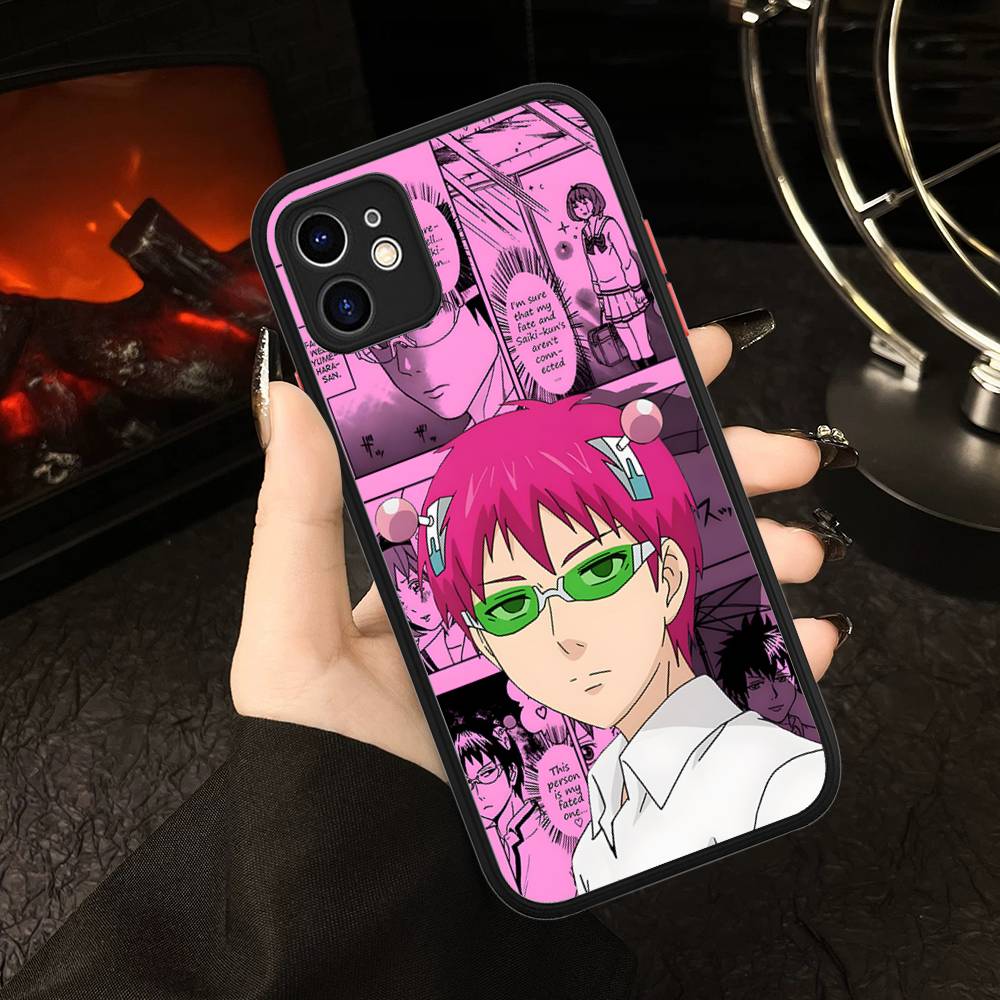 Милый Кот Мальчик Сайки Кусуо Матовый Защитный Чехол Для IPhone 16 15 14 13 12 11 Pro Max X XS MAX Защитный Чехол