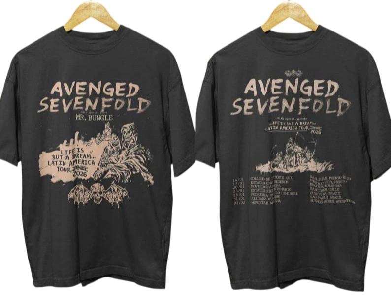 Avenged Sevenfold Тур 2026 Футболка ВСЕ РАЗМЕРЫ S5XL Унисекс Футболка