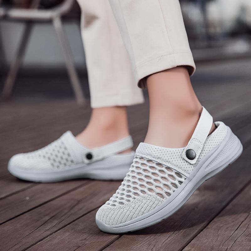 Женская летняя спортивная обувь, новые сандалии на платформе, женские сетчатые спортивные дышащие пляжные тапочки на плоской подошве, модные уличные прогулочные тапочки