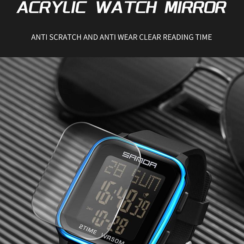 SANDA Модные электронные часы Многофункциональные квадратные спортивные часы-хронограф Водонепроницаемые наручные часы Бизнес-часы