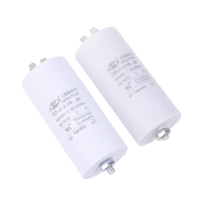 Cbb60 пусковой конденсатор 6Uf~100Uf конденсатор двигателя 50 / 60 Гц 450 В переменного тока с винтом M8 для электродвигателя/стиральной машины