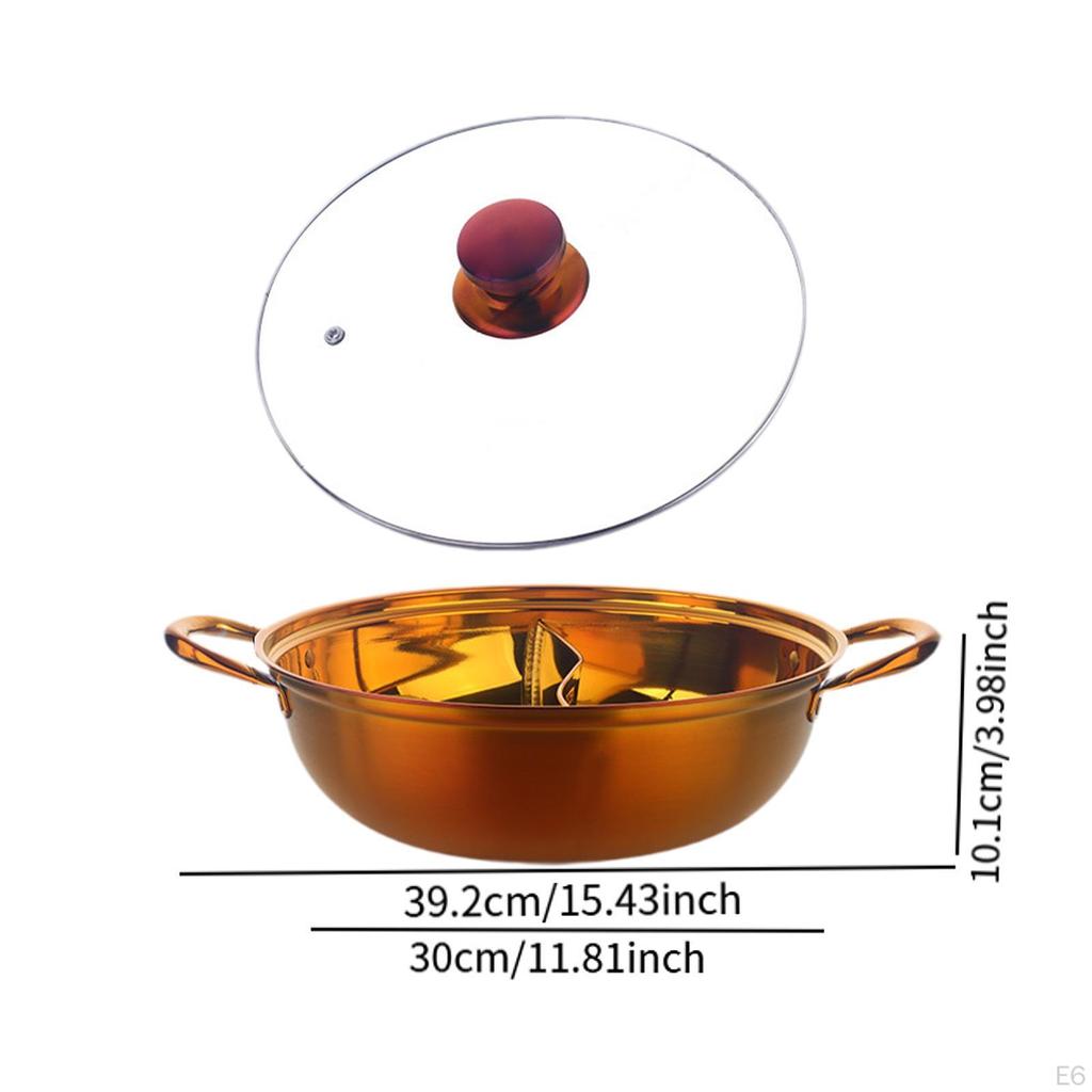 Разделенный горшок для супа с двумя ушками, легко моющийся, ароматный китайский суп-тушеное мясо с овощами Шабу для