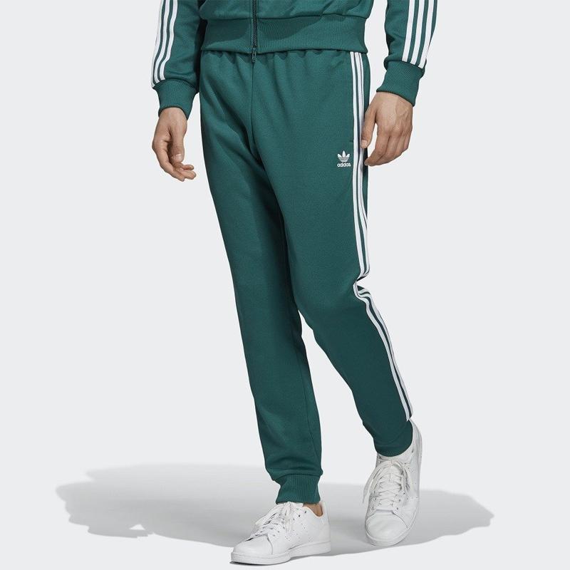 adidas Оригинальные спортивные штаны Clover SST TP в полоску с вышивкой логотипа, осенние мужские брюки, зеленые EJ9701