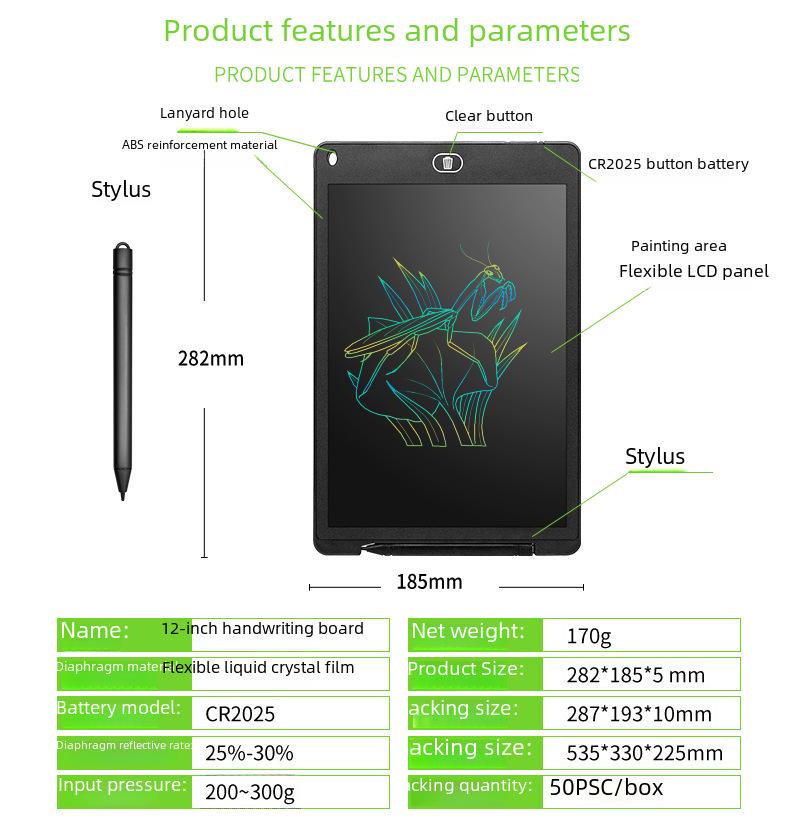 Детский цветной ЖК-планшет для письма и рисования — доступен в размерах 8,5", 10" и 12"