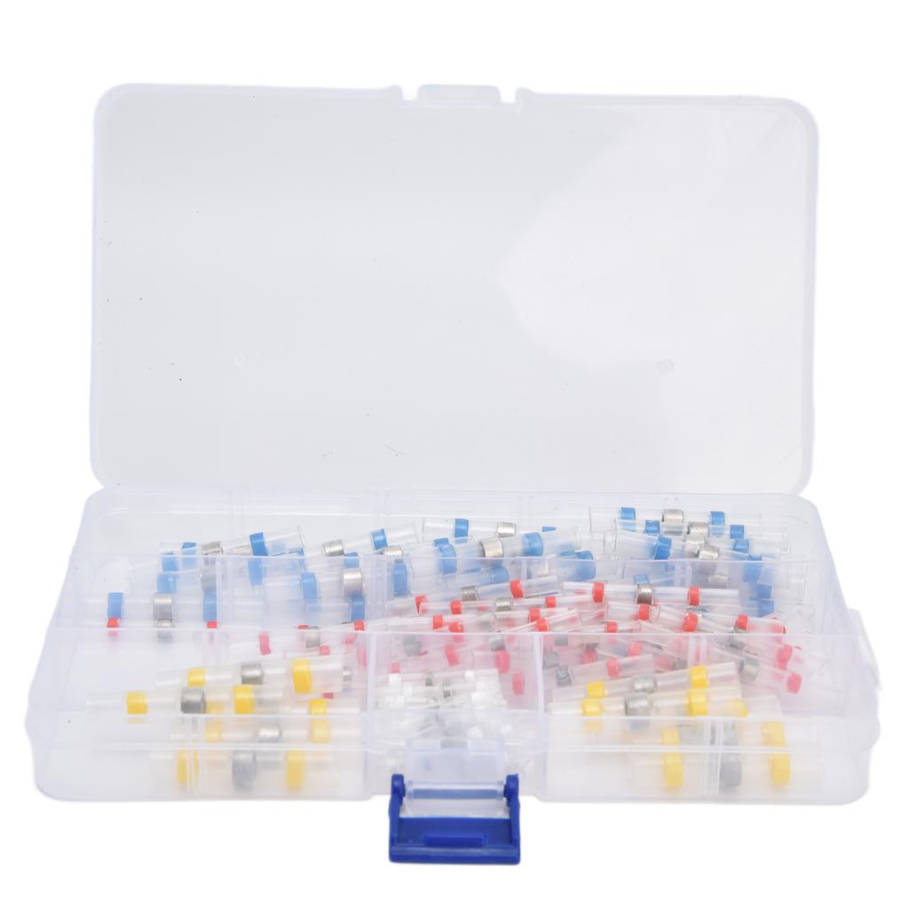 100 шт. комплект термоусадочных стыковых соединителей с припоем, изолированные водонепроницаемые клеммы для электрических проводов