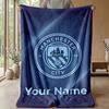 Custom Text Flannel Throw Blanket, Lightweight Cozy Bed Sofa BlanketManchester City