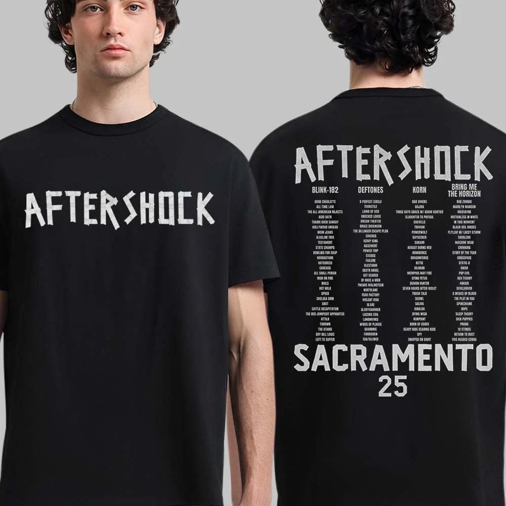 Aftershock Festival 2025 Sacramento California Tape Up Logo With Lineup Back Two Unisex T-Shirt
