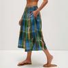 Women's Summer Boho Plaid Culotte Pants Casual Wide Leg Palazzo Trousers Baggy Cropped Gingham Capris Pants with Pockets