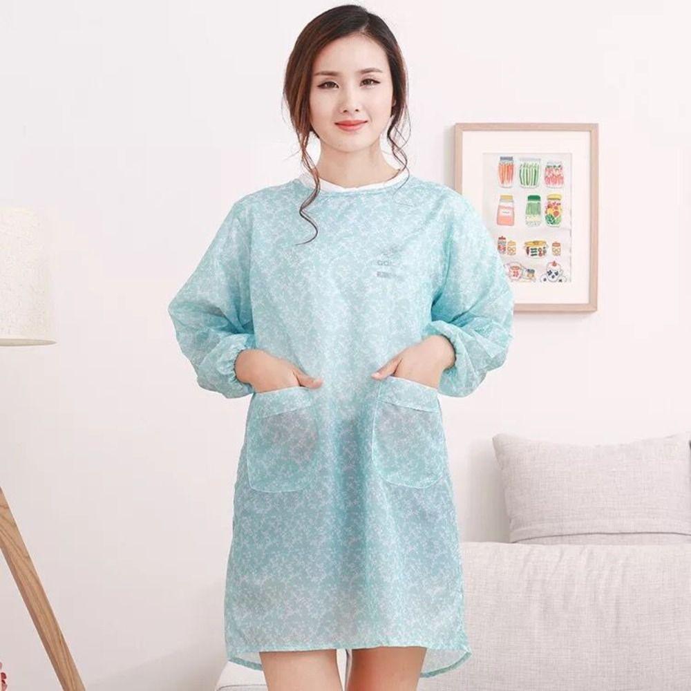 Oil Resistant Waterproof Apron Lightweight Kitchen Long-Sleeved Smock Daily Cleaning,