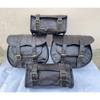 Saddle Bags Four Black Leather Motorcycle Side Pouch Panniers 4 Bags Combo Pack