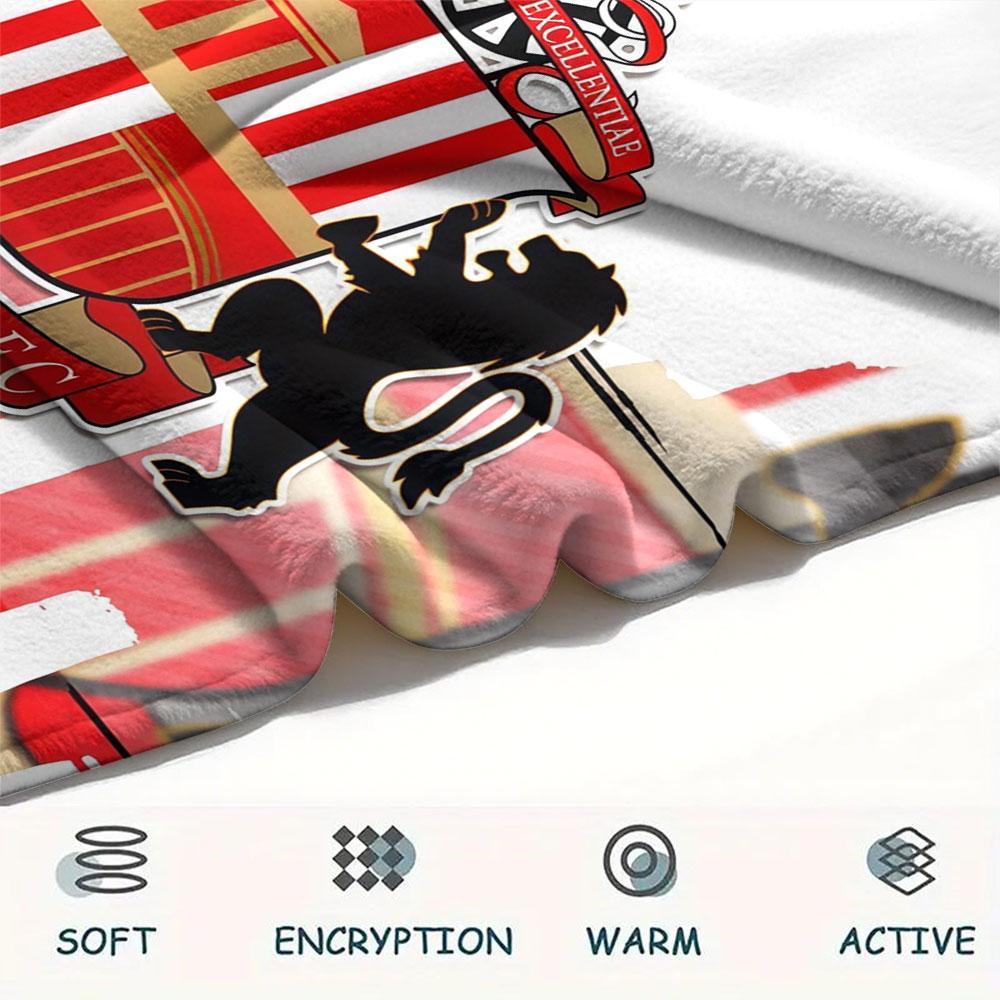 Sunderland Printed Flannel Blanket, soft throw for bedroom sofa, washable, fan merchandise, great gift.