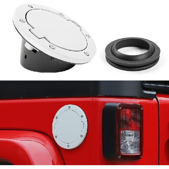 JeCar JK Fuel Filler Cover Gas Cap Aluminum Alloy Gas Tank Door Exterior Accessories For Jeep Wrangler 2007-2018 JK JKU, Green