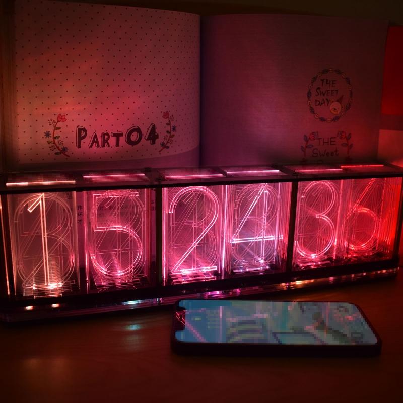 Nixie Tube Clock Acrylic RGB- Digital Clock Various Musical Beat Temperature/Data/Week Display Girlfriend Gift Present