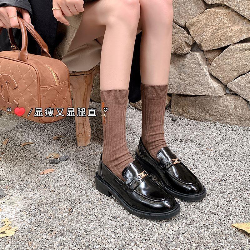 Кай спиральная дверь золотая пряжка одна педаль толстый каблук платформа лоферы универсальные женские студенческий стиль маленькие кожаные туфли одинарная обувь женщины