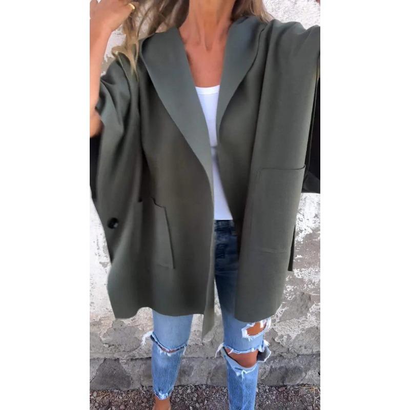 Autumn and Winter Women's Shawl Lapel One-piece Cape Jacket