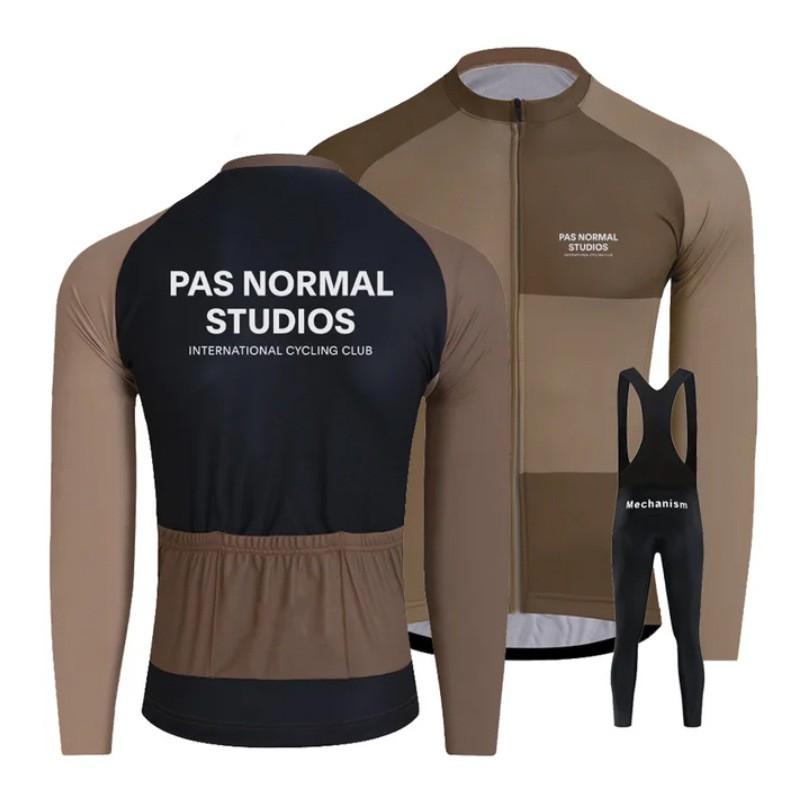 Winter Thermal Cycling Bib Tights With Fleece Lining Long Sleeve Jersey Set Road Bike Riding