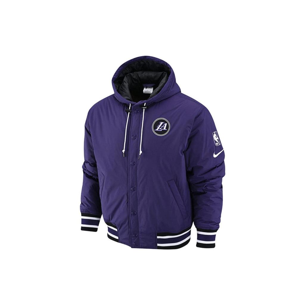 Nike Однобортная хлопковая куртка с капюшоном и принтом логотипа НБА, мужская верхняя одежда чернильно-фиолетового цвета DR2439-535