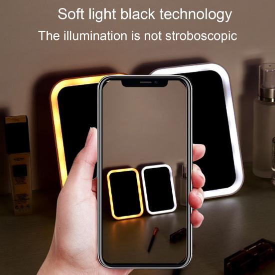Светодиодное зеркало для макияжа Перезаряжаемое через USB косметическое зеркало с регулируемой подставкой 3 режима освещения Портативное косметическое зеркало для себя или близких