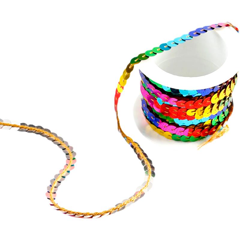 1 рулон ленты с пайетками для украшения платья, красочные украшения из пайеток, повязка на голову, 5 м, аксессуары для ткани ручной работы, катушка с отделкой