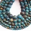 Blue Malachite Stone Beads Round Turquoise 15"Strand Smooth Loose Spacer Beads 4/6/8/10/12mm for Jewelry Making DIY Bracelets Accessories