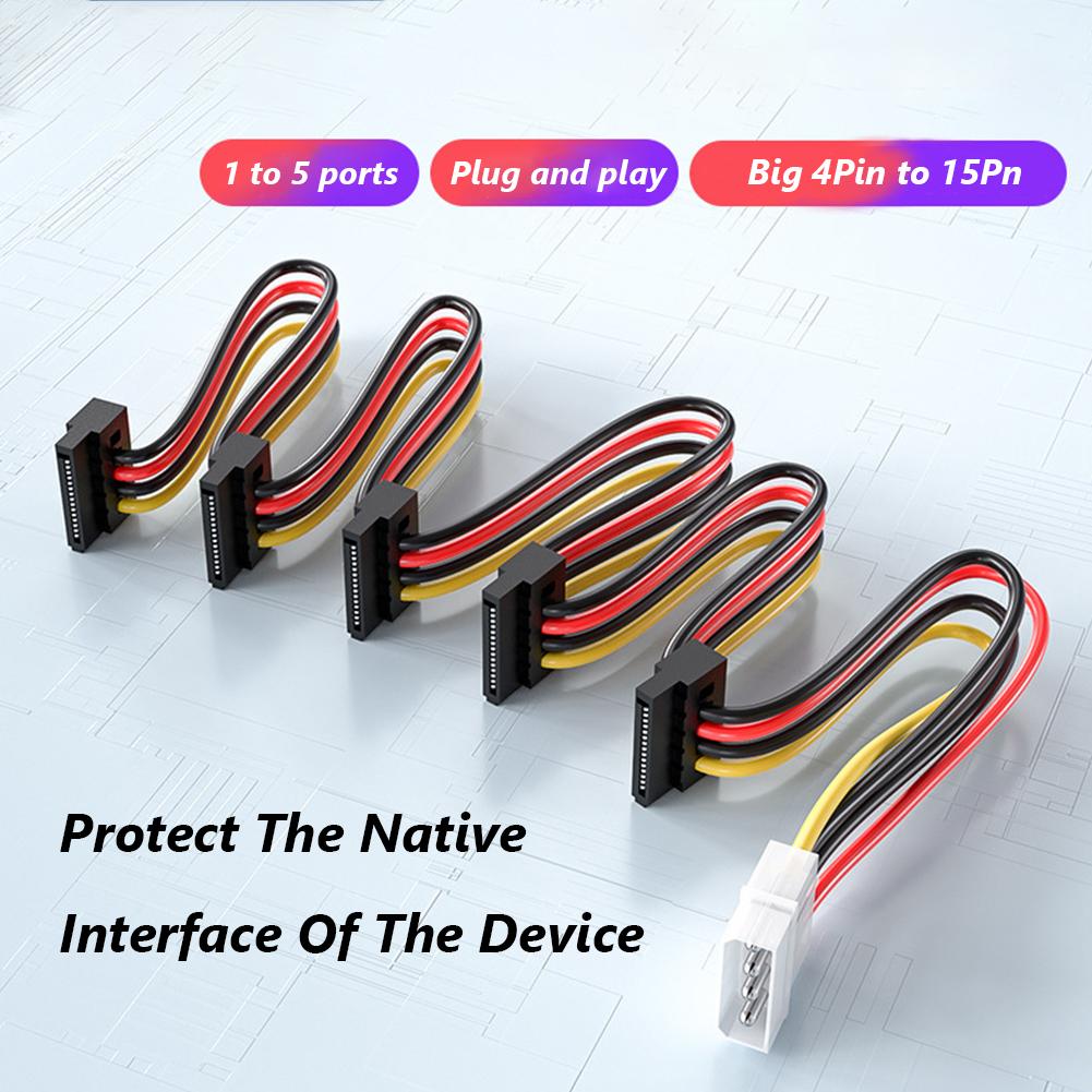 4-контактный IDE Molex на 15-контактный Sata адаптер питания SATA 3,5/2,5 дюйма 1 на 5 SATA кабель-разветвитель питания для жесткого диска для ПК