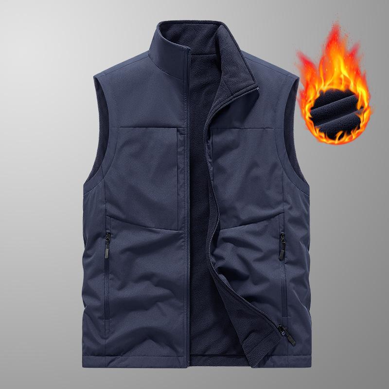 DoubleSided Vest Men'S Vest Casual Large Size Jacket MultiBag Fleece Thermal Vest Vest Vest Vest Vest