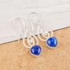 Natural Lapis Lazuli Gemstone 925 Sterling Silver Jewelry Dangle Earrings 2.00" EE-32-24