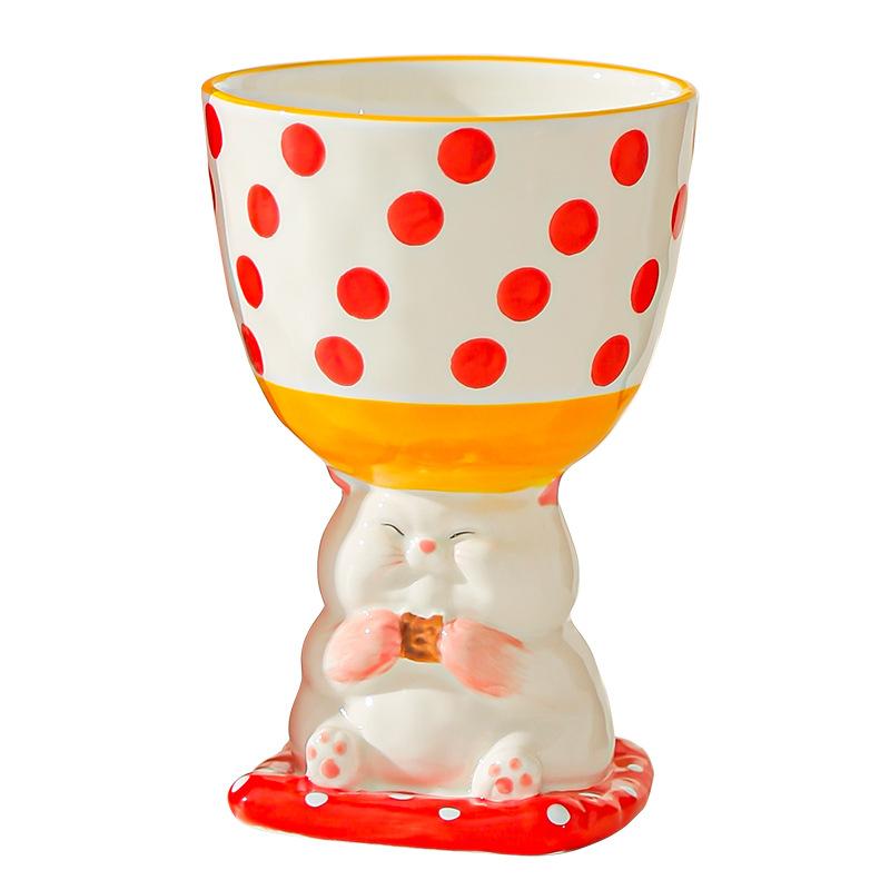 Мультяшный Милый Подарок на День Рождения Расписанный Вручную Кубок Бокал Чашка для Мороженого Креативная Десертная Чашка Чашка для Торта Керамическая Чашка Столик для Ароматерапии