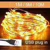 5/10 м водонепроницаемый USB светодиодный медный провод сказочные гирлянды украшения