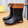 Fashion Women's Mid-Barrel Rain Boots Upgraded Thickened Drawstring Mouth Rain Boots Wear-Resistant Non-slip Comfortable Water Shoes Outdoor Rain Bo
