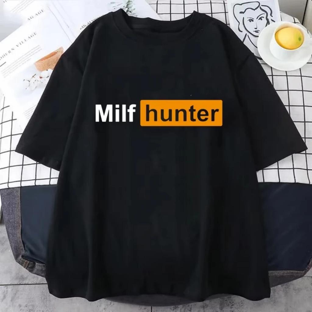 MILF Hunter _ Смешная шутка для взрослых для мужчин, которые любят милф Футболка Milf Hunter Футболка Смешные хлопковые футболки с коротким рукавом Топы