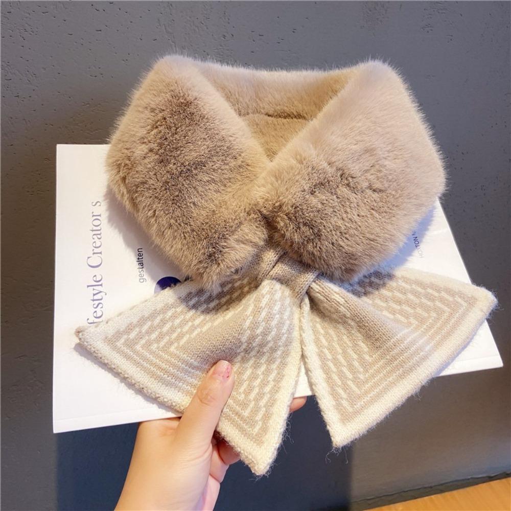 Thicken Neck Scarf Faux Rabbit Fur Plush Scarf Cute Neck Warmer  Winter