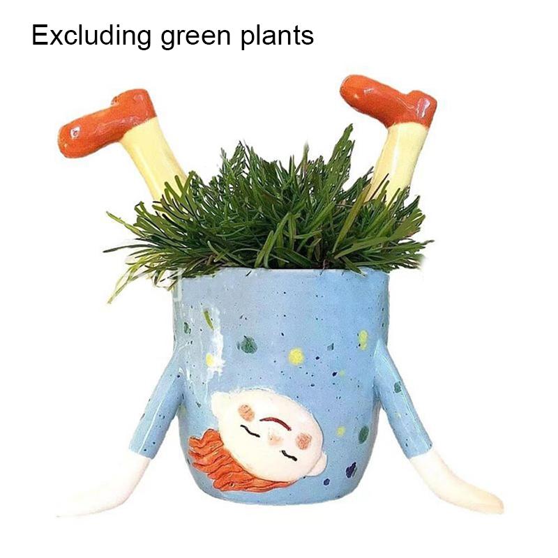 1 шт. Перевернутая девушка, причудливая, забавная, игривая, скульптура из смолы, креативный декор для сада, кашпо, горшок для растений 12x11x20 см