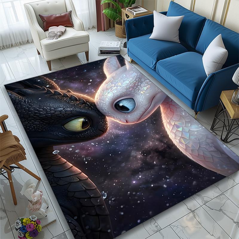 How to Train Your Dragon Print Area Rug, Multi-functional Office Chair Sofa Carpet, Easy Clean Carpet for Home and Living Spaces