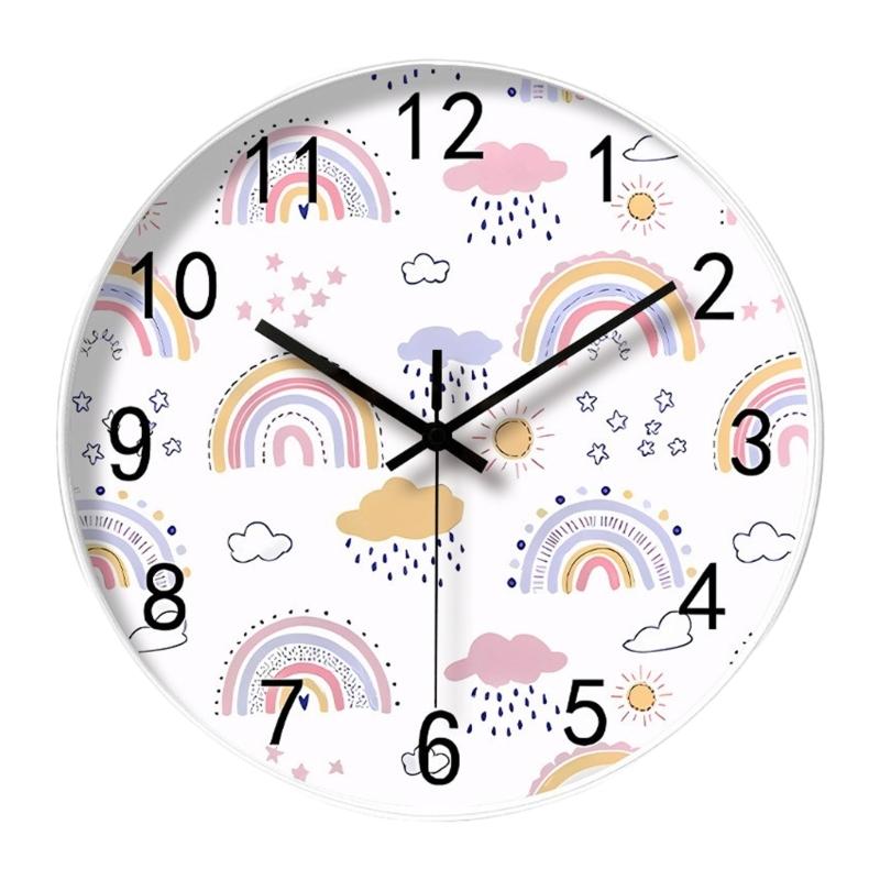 Colorful Kids Teaching Wall Clock Quiet Battery Operated Telling Time Learning Clock for Bedrooms Playrooms Classrooms