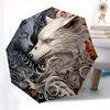 Yin Yang Wolves: Harmony in Nature's DesignUmbrella, Portable 3-Fold Compact Umbrella for Men & Women Gift