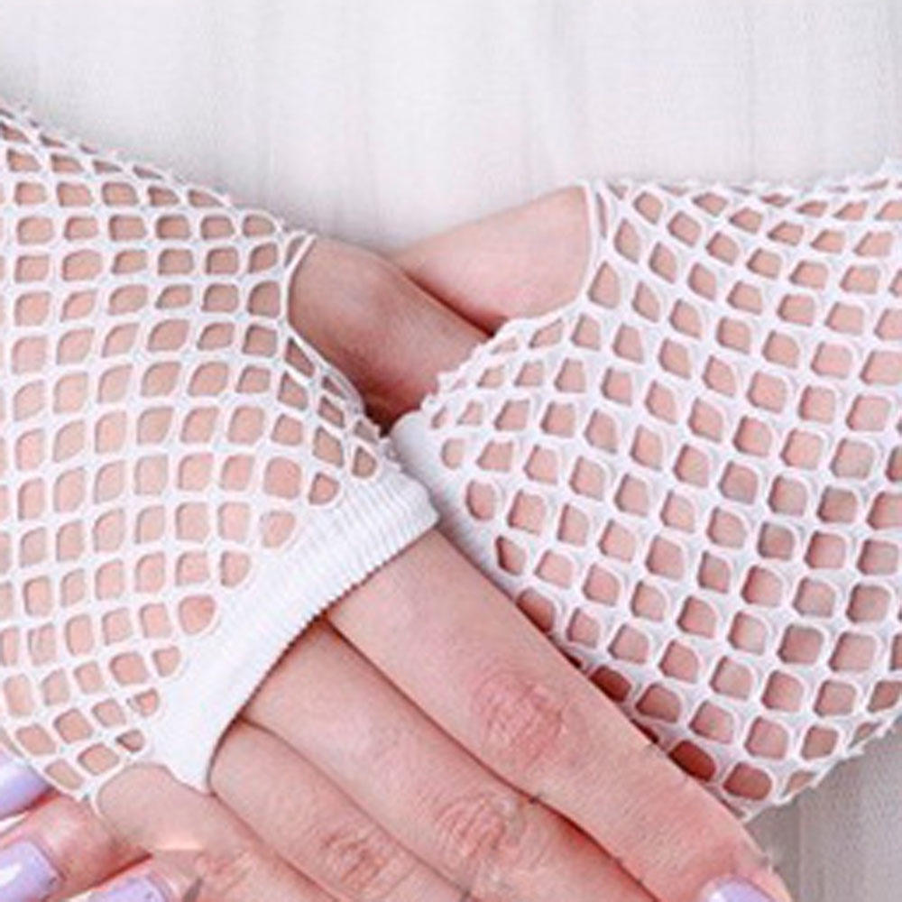Women Holes Costume Mittens Fishnet Gloves Hollow Out Fingerless