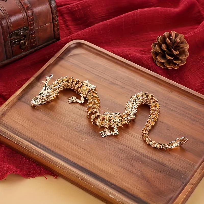 Величественная 3D статуэтка золотого дракона из сплава с подвижными конечностями - украшение для дома, символ силы и удачи