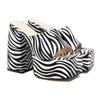Chunky Square High Heels Women Zebra Sandals Gothic Thick Platform Square Open Toe Slippers Lady Slides Party Mules