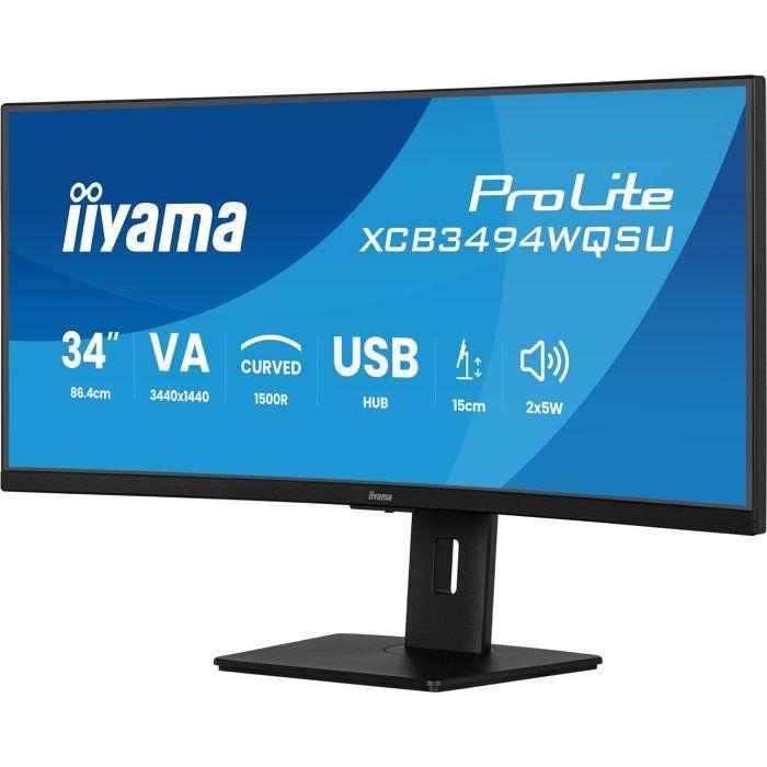 Ecran PC incurvé - IIYAMA - 34" - WQHD - 120Hz - Dalle VA - 0,4ms - Ajustable en hauteur - XCB3494WQSU-B1