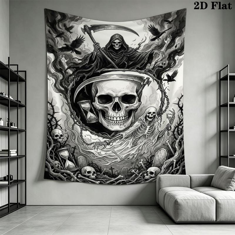 Death Wall Tapestry Aesthetic Wall Hanging Printed Fabric Blanket Decorative Tapestries for Bedroom Living Room Home Decor