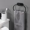 Stainless Steel Towel Holder Self-adhesive Bathroom Towels Rack Black Washhand Hanger Ring Rail Bar Kitchen Storage Accessories