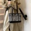 And Modern Elegant Color Block Tote Bag For Women Featuring Chic Leopard Print And Zipper Closure